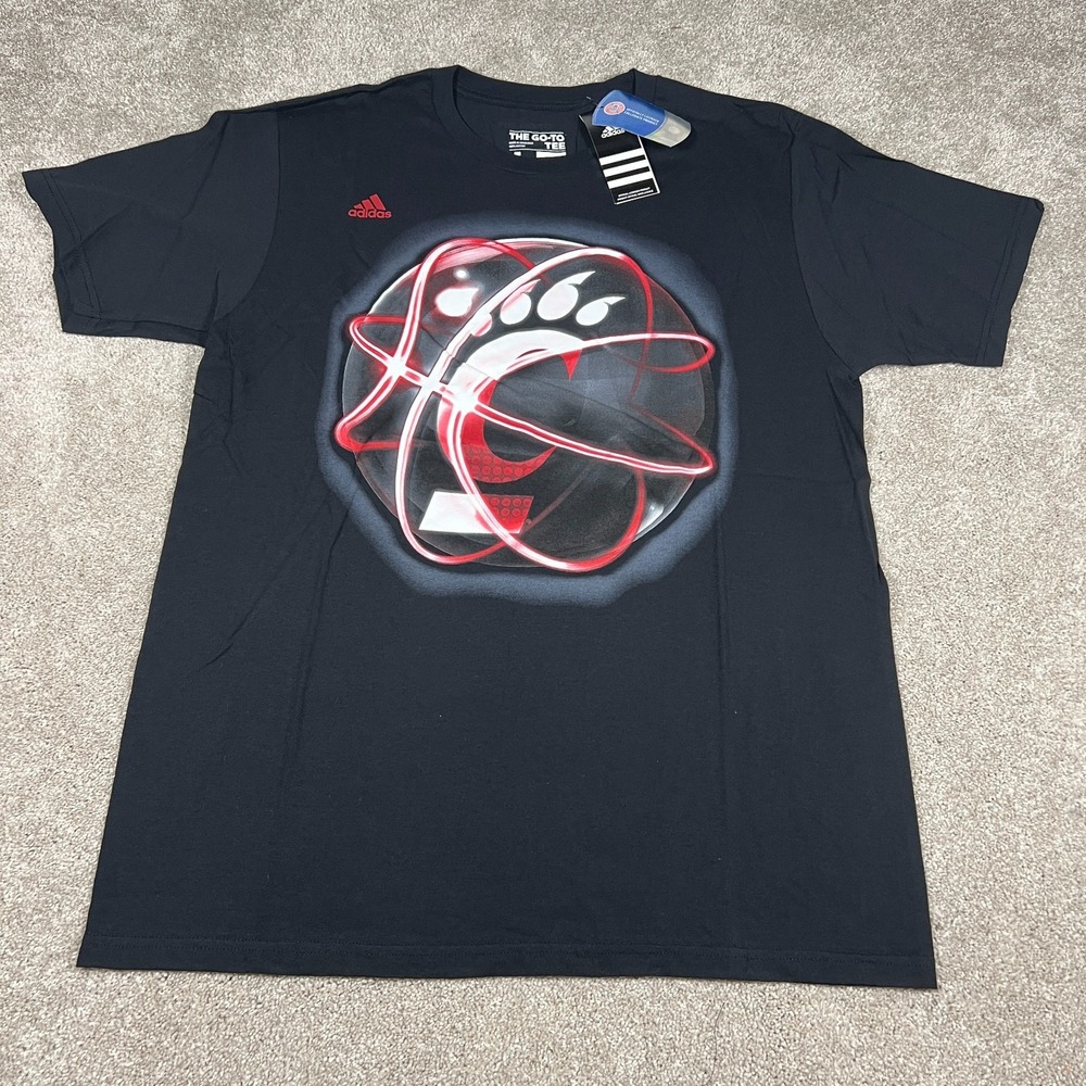Adidas Mens Large Black Cincinnati Bearcats NCAA Collage The Go To T-Shirt NWT